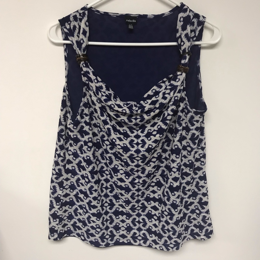 Rafaella top in navy and gray.